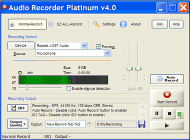 verlegen duif tv Record Audio to MP3, WAV and OGG files with Normal Record Mode